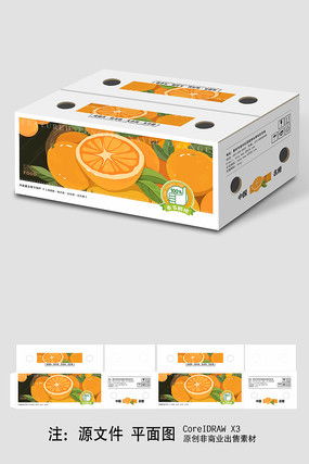 简约清爽脐橙包装箱天地盖对口箱 印刷品 礼品盒